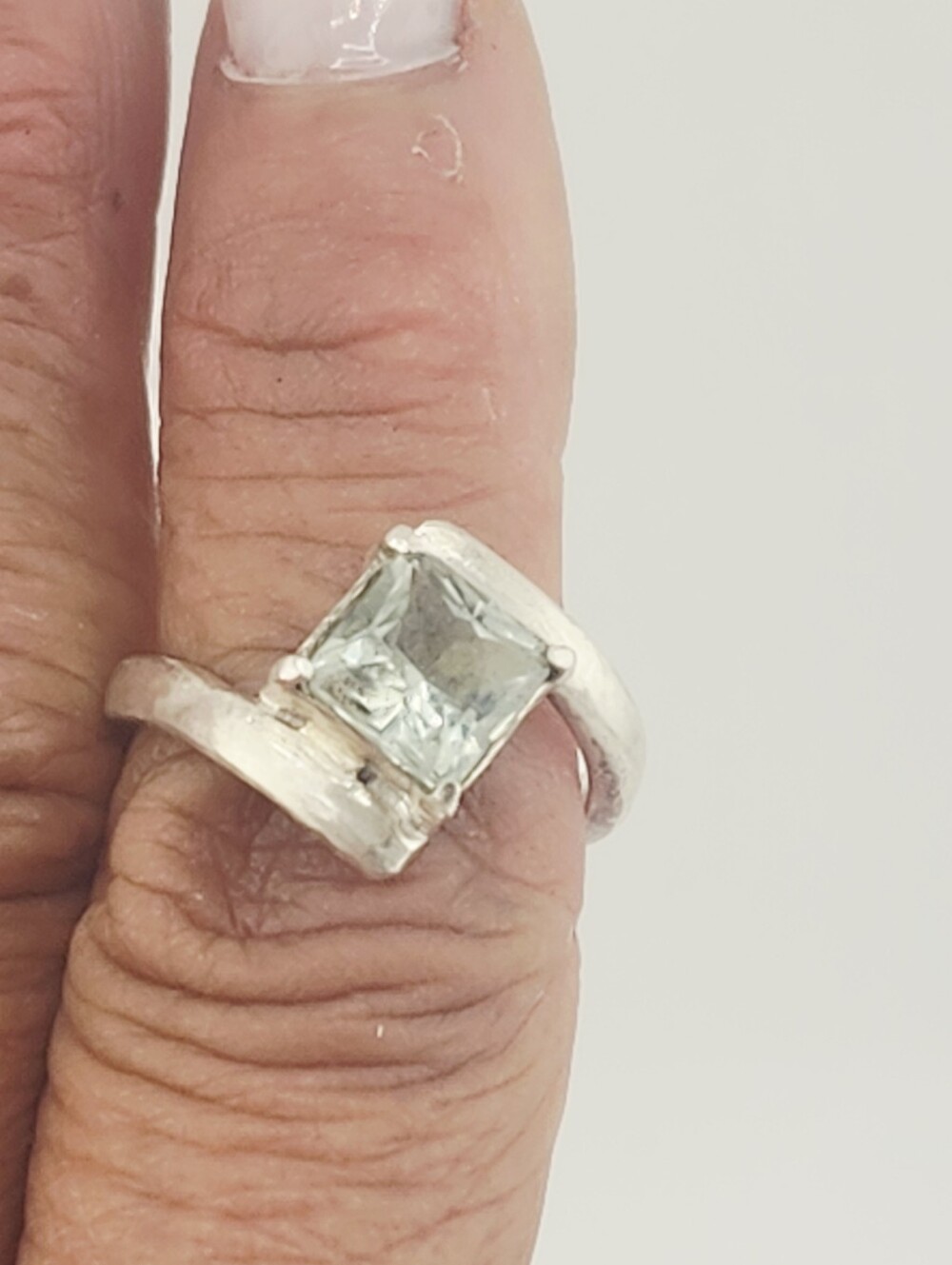 PRASIOLITE GEMSTONE RING HANDMADE IN STERLING SILVEL RECYCLE METAL SIZE 7 - Picture 6 of 16